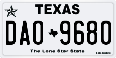TX license plate DAO9680