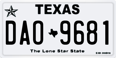 TX license plate DAO9681
