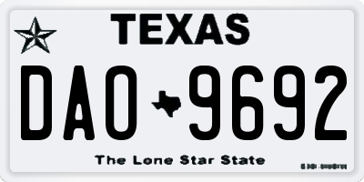 TX license plate DAO9692