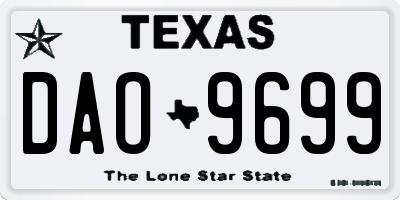 TX license plate DAO9699