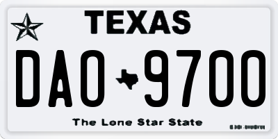 TX license plate DAO9700