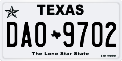 TX license plate DAO9702