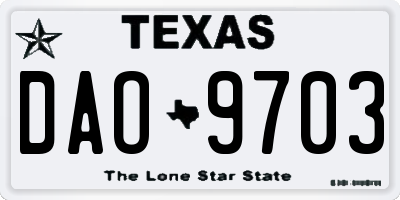TX license plate DAO9703