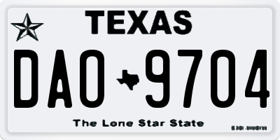 TX license plate DAO9704