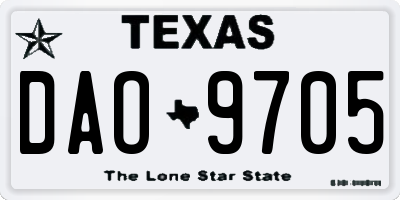 TX license plate DAO9705
