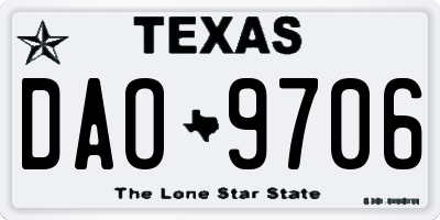TX license plate DAO9706