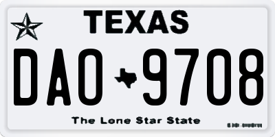 TX license plate DAO9708
