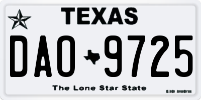 TX license plate DAO9725