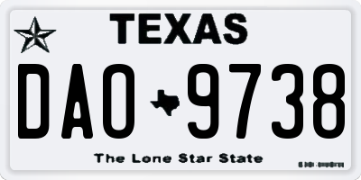 TX license plate DAO9738
