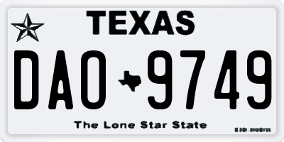TX license plate DAO9749