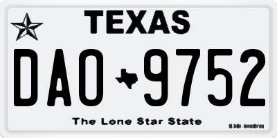 TX license plate DAO9752