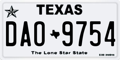 TX license plate DAO9754