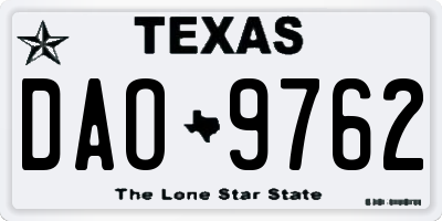 TX license plate DAO9762