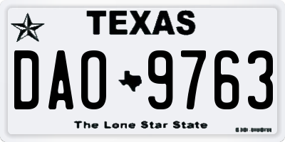 TX license plate DAO9763