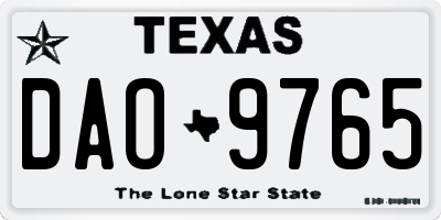 TX license plate DAO9765