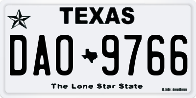 TX license plate DAO9766