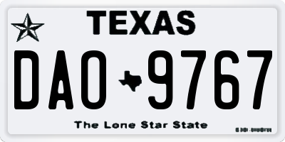 TX license plate DAO9767