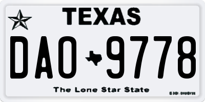 TX license plate DAO9778