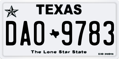 TX license plate DAO9783