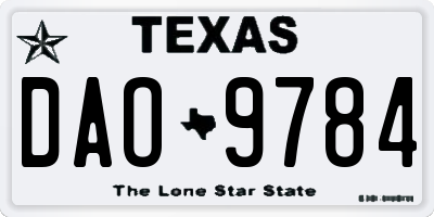 TX license plate DAO9784