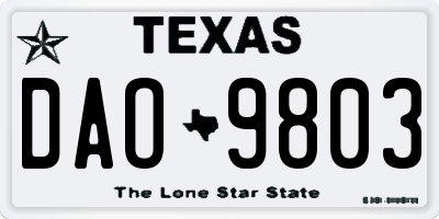 TX license plate DAO9803