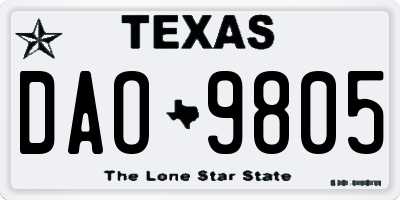 TX license plate DAO9805