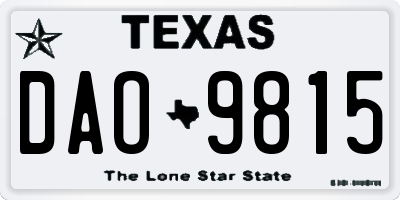 TX license plate DAO9815
