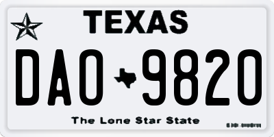 TX license plate DAO9820