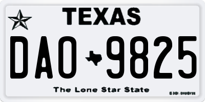 TX license plate DAO9825