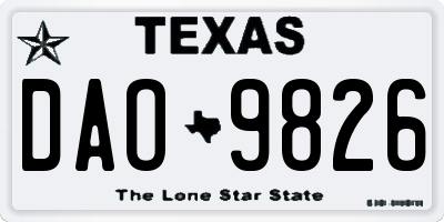 TX license plate DAO9826