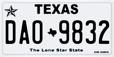 TX license plate DAO9832
