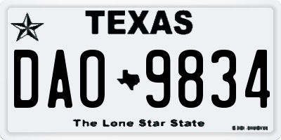TX license plate DAO9834
