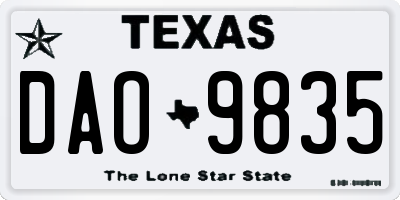 TX license plate DAO9835