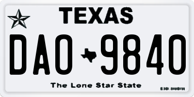 TX license plate DAO9840