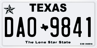 TX license plate DAO9841