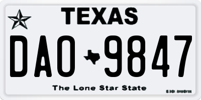 TX license plate DAO9847