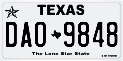 TX license plate DAO9848