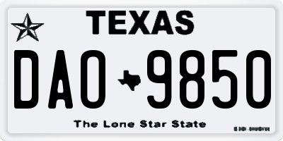 TX license plate DAO9850