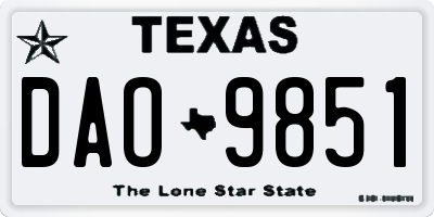 TX license plate DAO9851