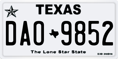 TX license plate DAO9852