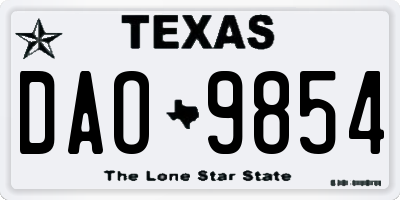 TX license plate DAO9854