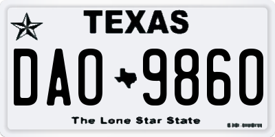 TX license plate DAO9860