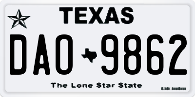 TX license plate DAO9862