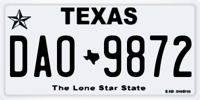 TX license plate DAO9872
