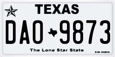 TX license plate DAO9873