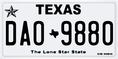 TX license plate DAO9880