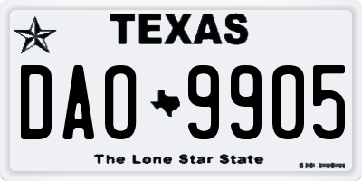 TX license plate DAO9905