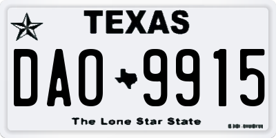TX license plate DAO9915