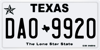 TX license plate DAO9920