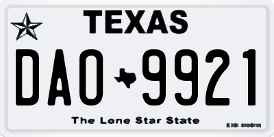 TX license plate DAO9921